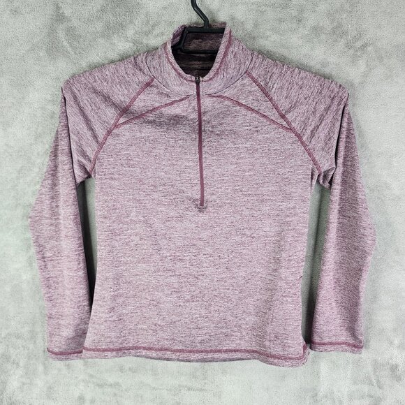 Womens Heather Purple Ascend Active Shirt Long Sleeve 1/2 Zip Mock Neck Size S - Picture 2 of 11
